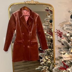 Dusty Pink Velvet Blazer Dress - US 6